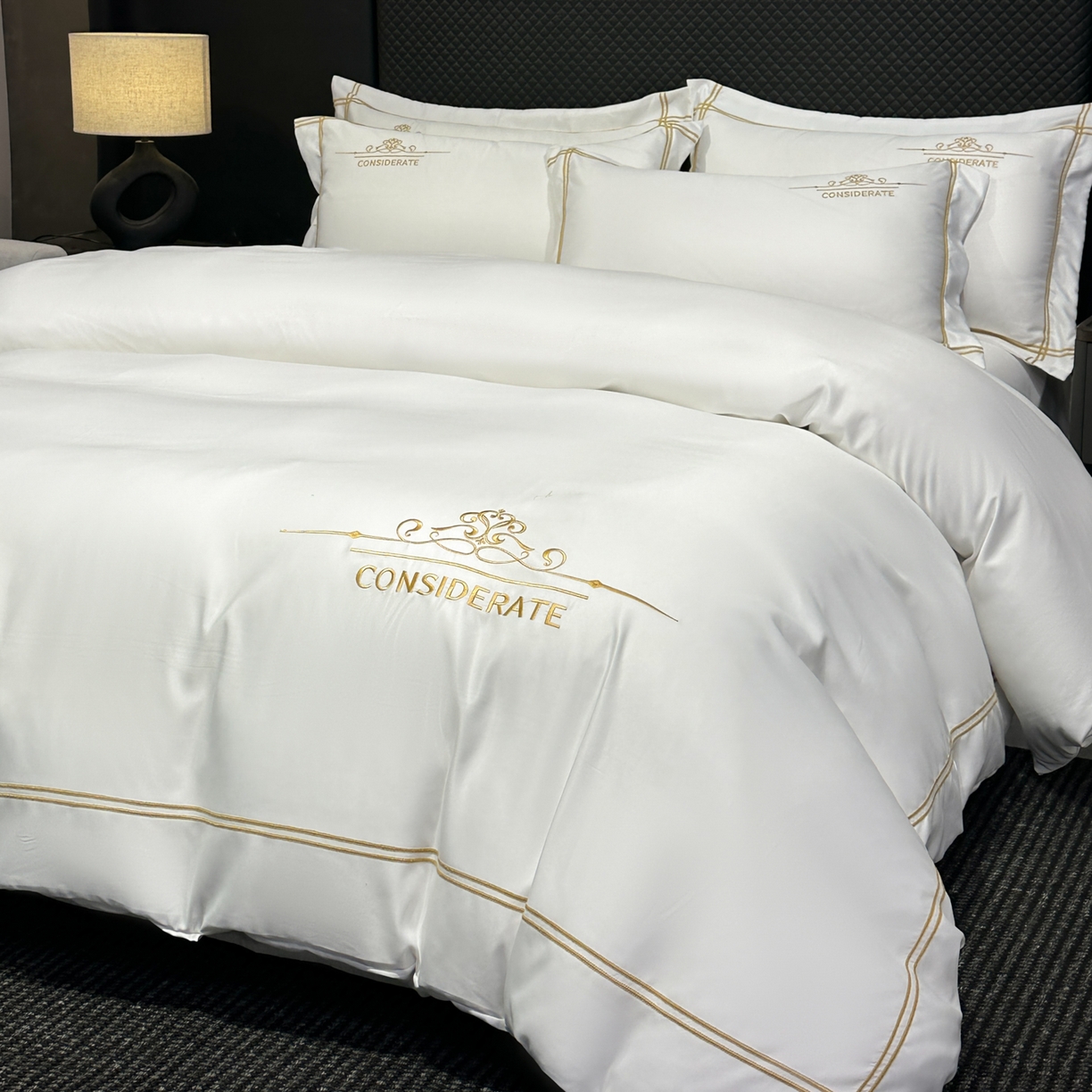 91家纺网 家纺一手货源 找家纺 绒掌柜家纺（品质焕新） 2026新款水洗真丝天丝冰丝刺绣四件套-典雅系列 珍珠白