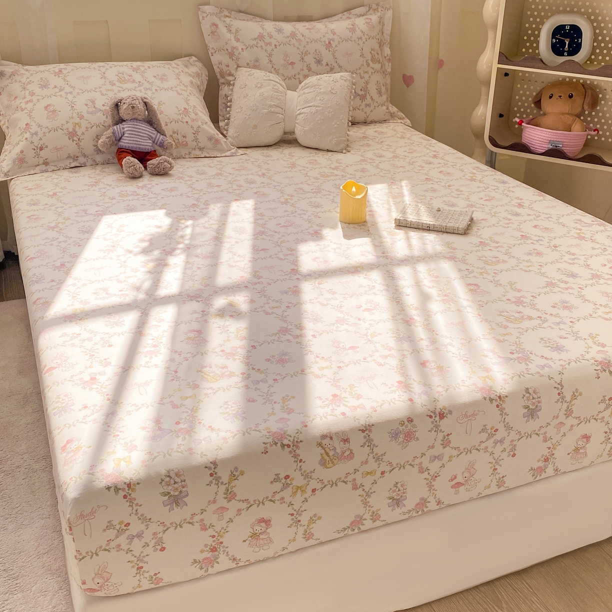 91家纺网 家纺一手货源 找家纺 花梦欣 2026新款全棉印花单品系列2花卉款-单床笠 童话花町