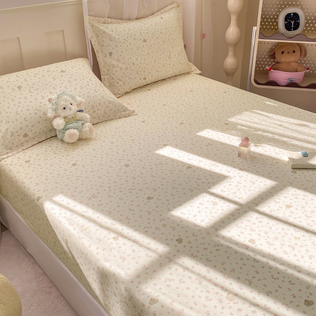 91家纺网 家纺一手货源 找家纺 花梦欣 2026新款全棉印花单品系列2花卉款-单床笠 微花耳耳粉