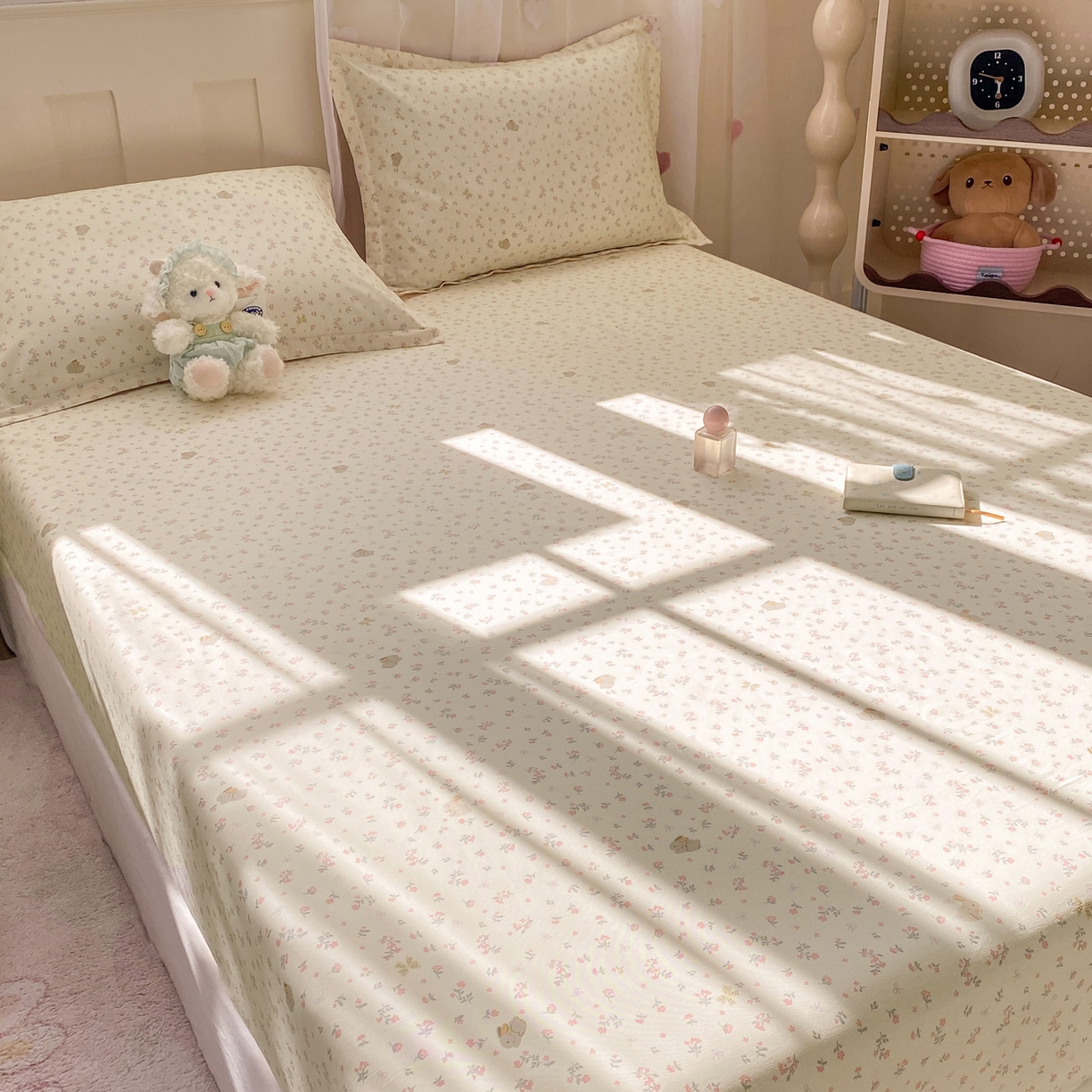 91家纺网 家纺一手货源 找家纺 花梦欣 2026新款全棉印花单品系列2花卉款-单床笠 微花耳耳粉