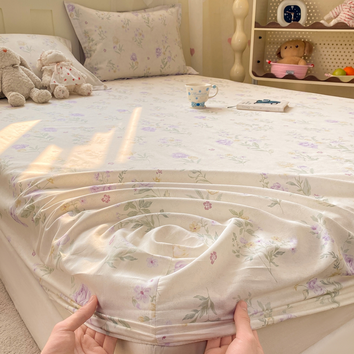 花梦欣 2026新款全棉印花单品系列2花卉款-单床笠 芜晴花紫