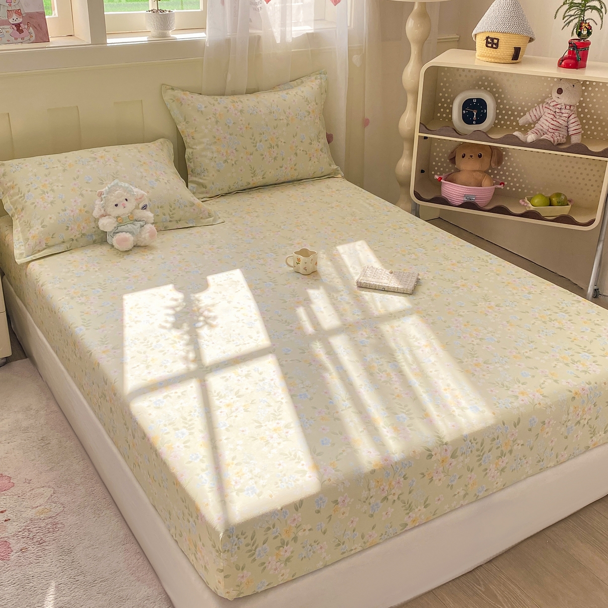 91家纺网 家纺一手货源 找家纺 花梦欣 2026新款全棉印花单品系列2花卉款-单床笠 徐徐花开