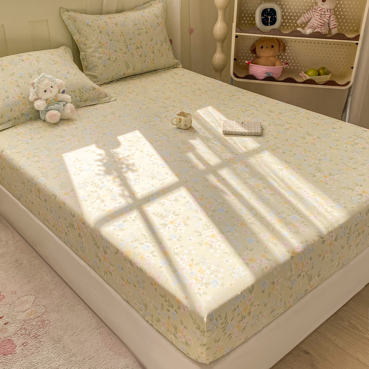 91家纺网 家纺一手货源 找家纺 花梦欣 2026新款全棉印花单品系列2花卉款-单床笠 徐徐花开