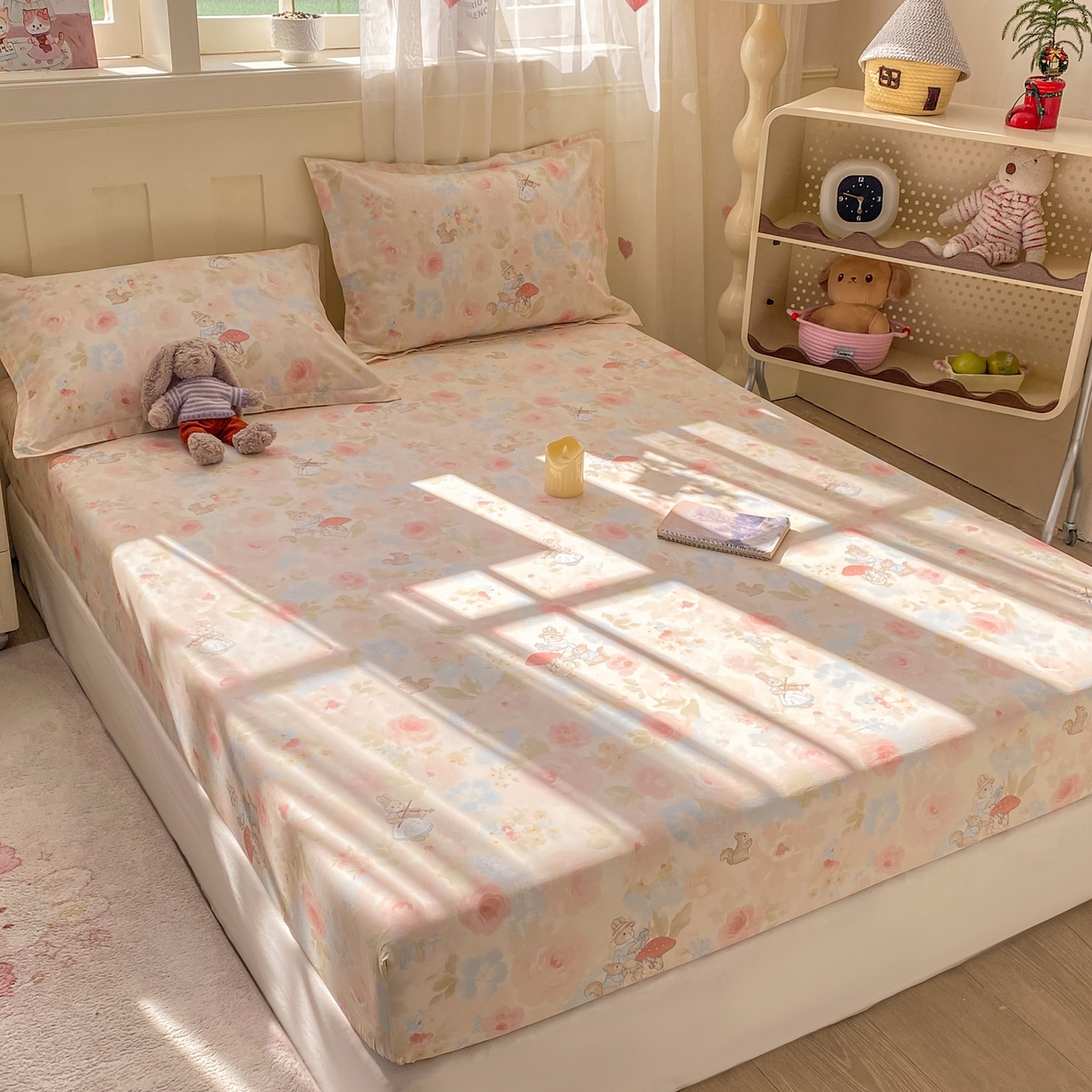 91家纺网 家纺一手货源 找家纺 花梦欣 2026新款全棉印花单品系列2花卉款-单床笠 油画弦音