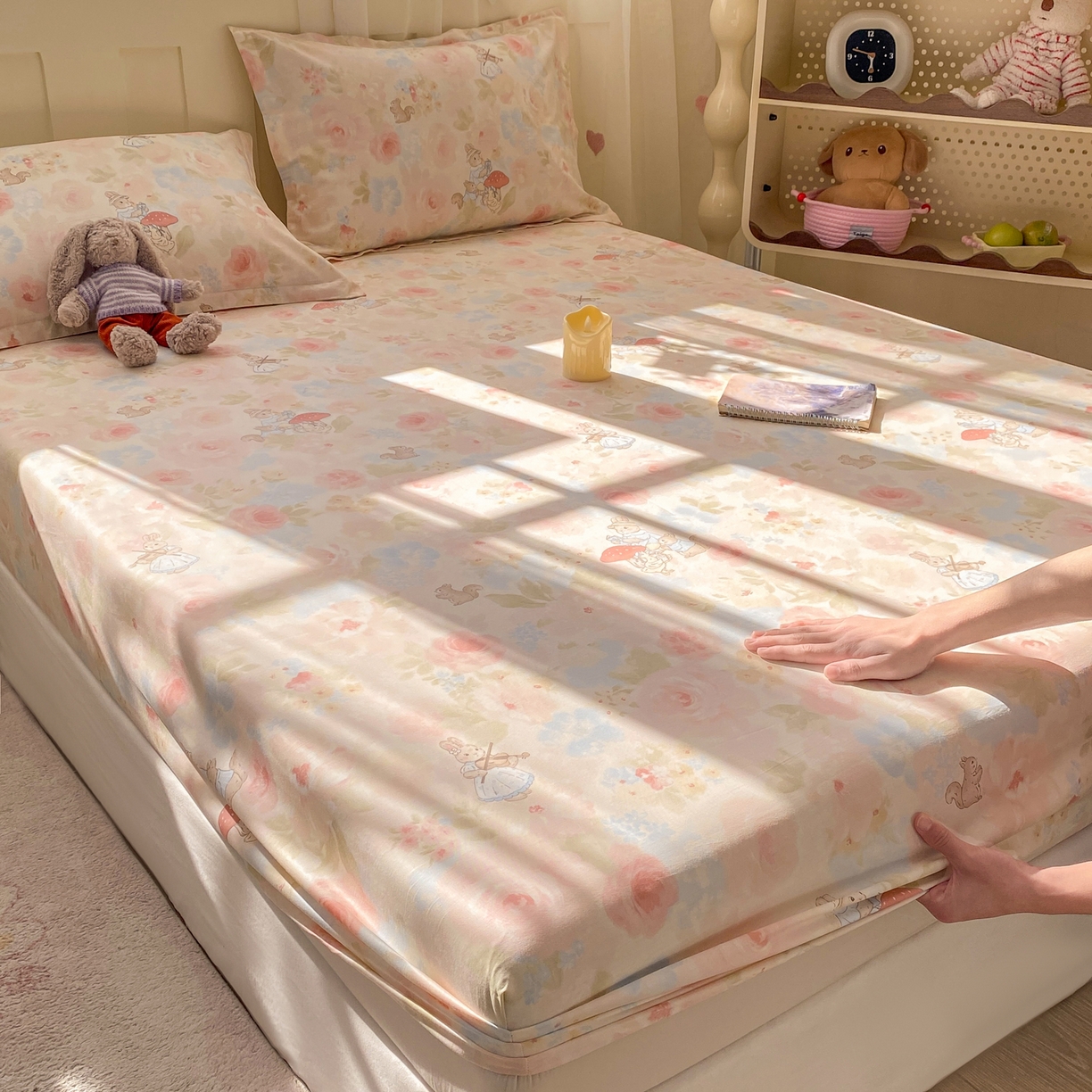 91家纺网 家纺一手货源 找家纺 花梦欣 2026新款全棉印花单品系列2花卉款-单床笠 油画弦音