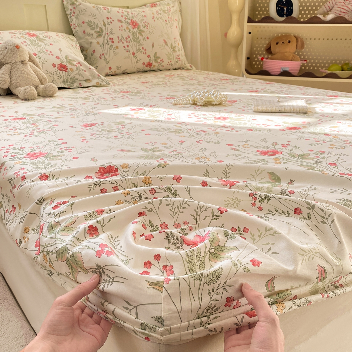 花梦欣 2026新款全棉印花单品系列2花卉款-单床笠 玉笛花间