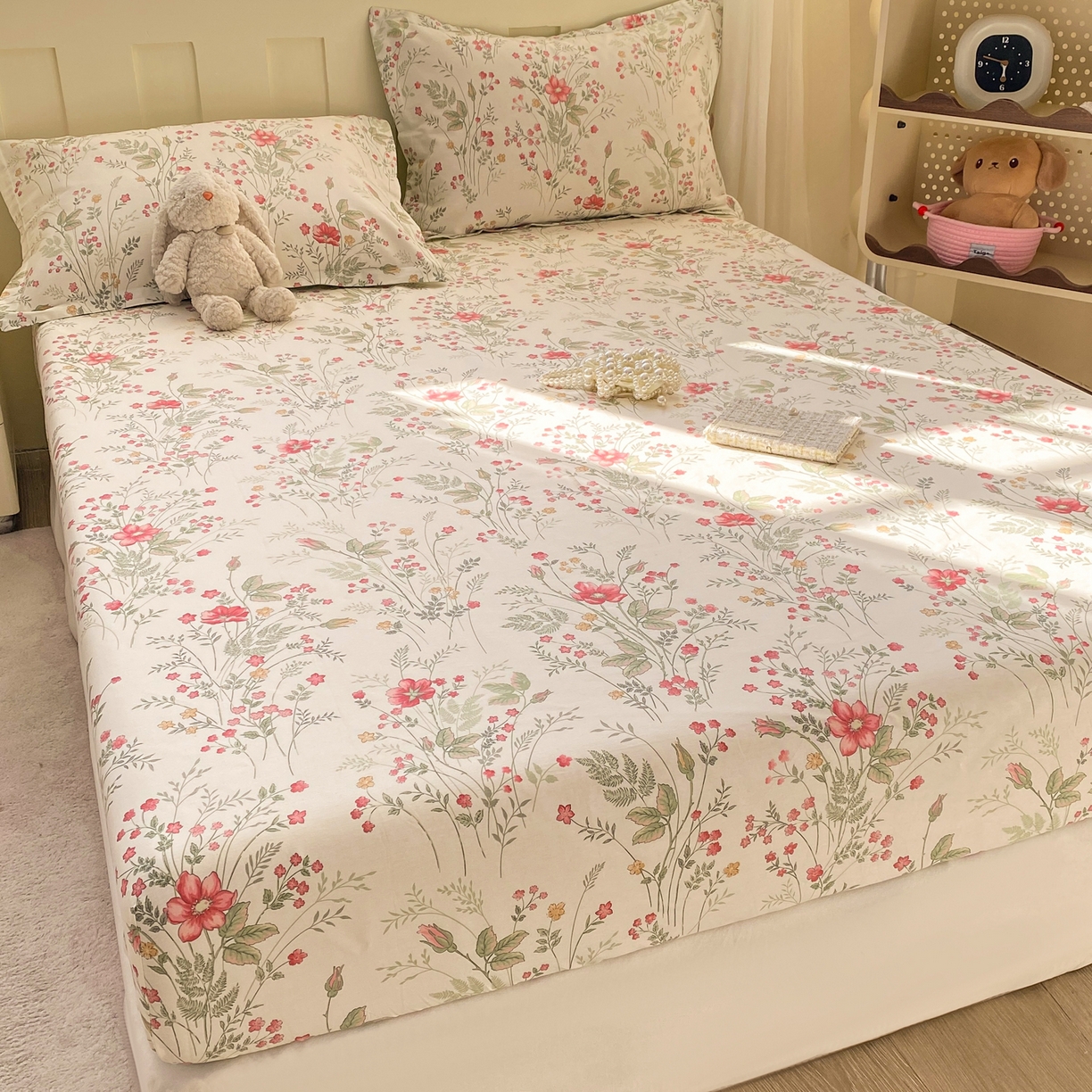 91家纺网 家纺一手货源 找家纺 花梦欣 2026新款全棉印花单品系列2花卉款-单床笠 玉笛花间