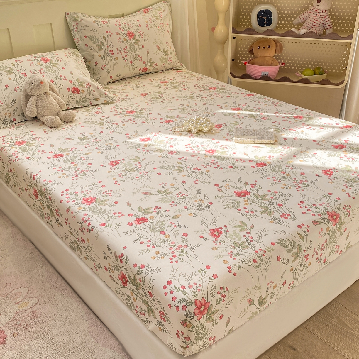 91家纺网 家纺一手货源 找家纺 花梦欣 2026新款全棉印花单品系列2花卉款-单床笠 玉笛花间