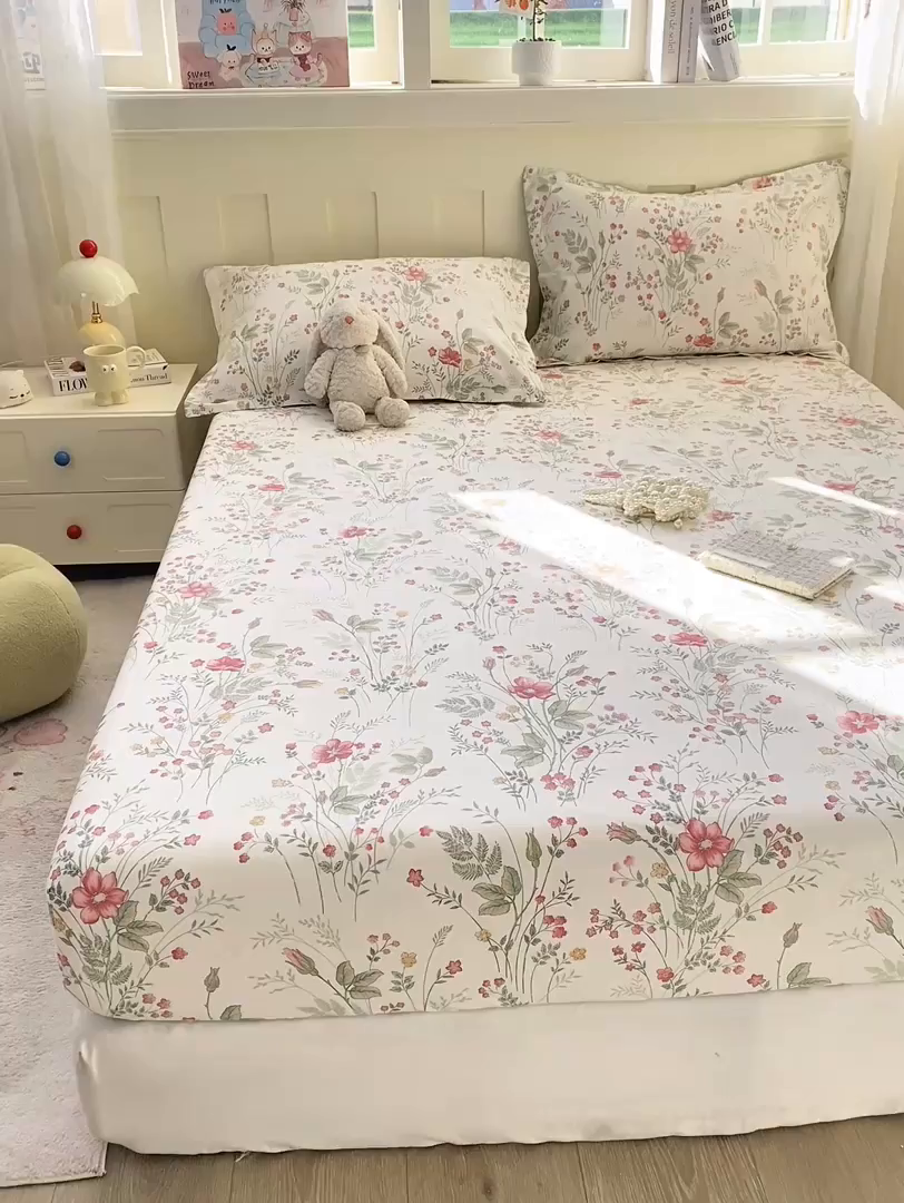 91家纺网 家纺一手货源 找家纺 花梦欣 2026新款全棉印花单品系列2花卉款-单床笠 玉笛花间