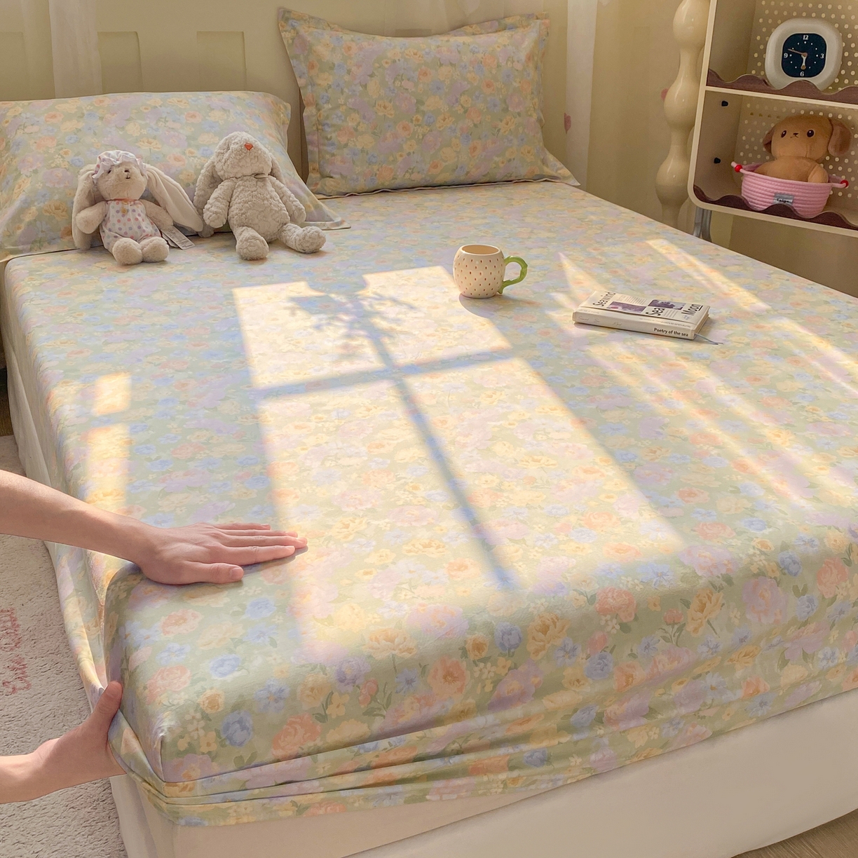 91家纺网 家纺一手货源 找家纺 花梦欣 2026新款全棉印花单品系列2花卉款-单床笠 栀子花语