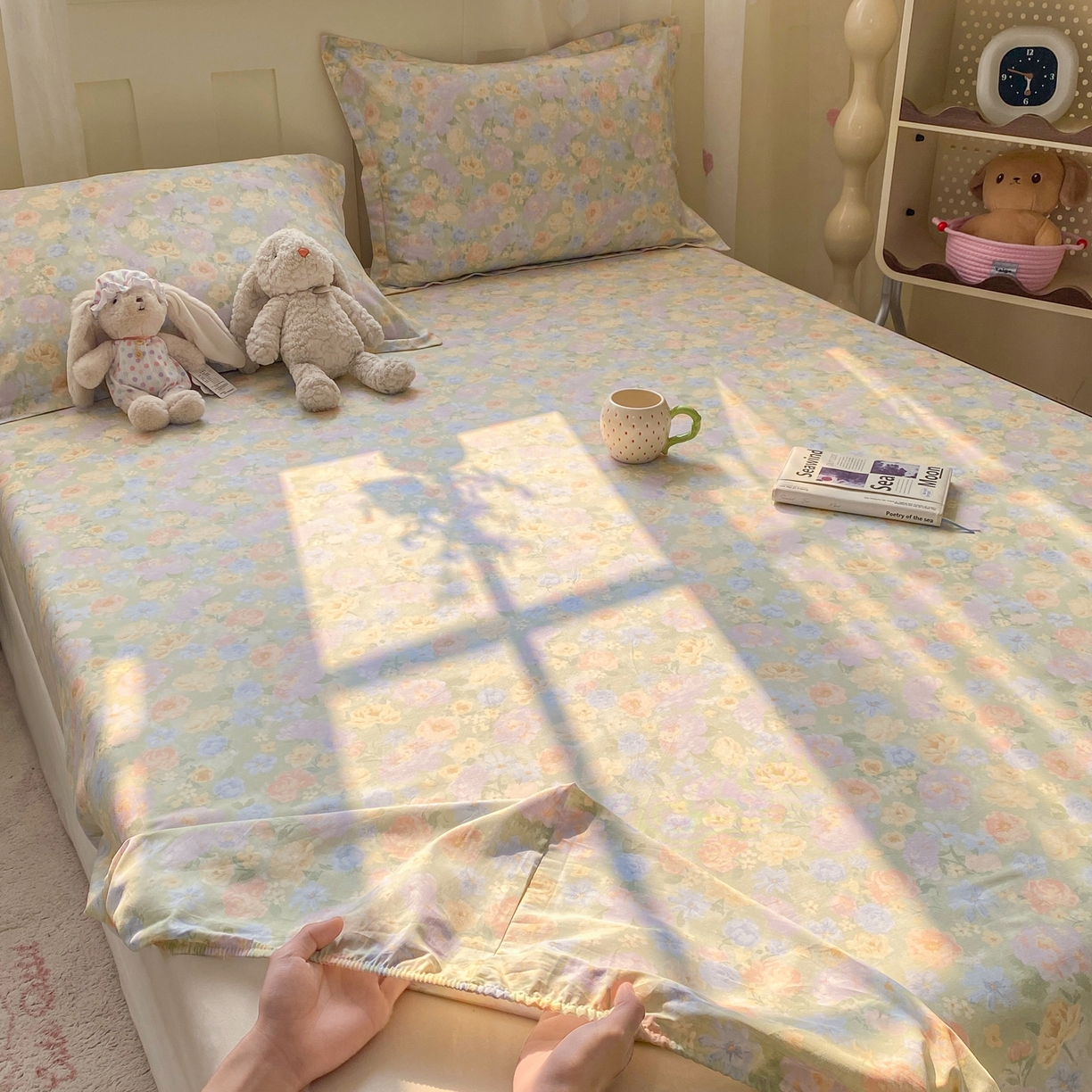 91家纺网 家纺一手货源 找家纺 花梦欣 2026新款全棉印花单品系列2花卉款-单床笠 栀子花语