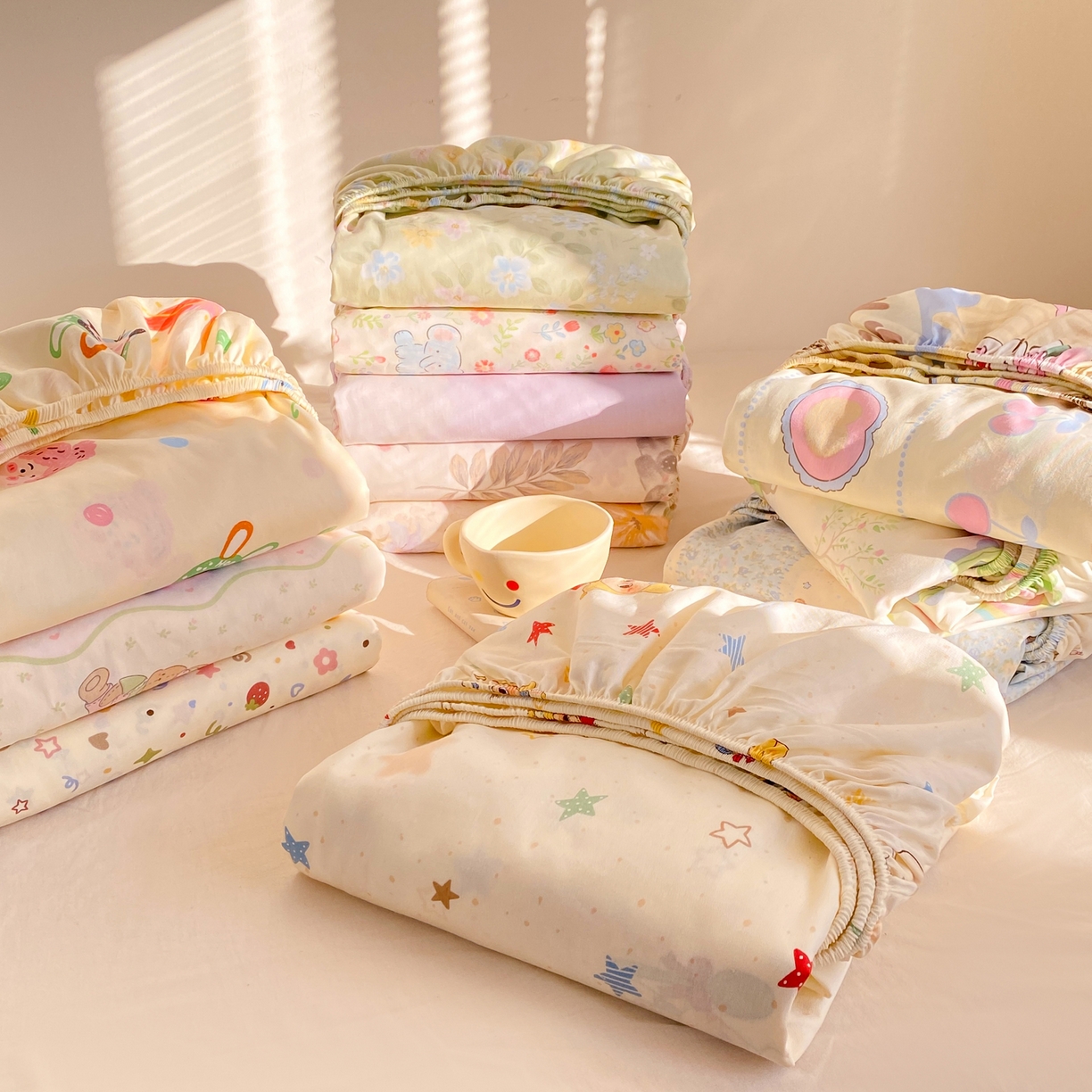 91家纺网 家纺一手货源 找家纺 花梦欣 2026新款全棉印花单品系列2花卉款-单床笠 组合