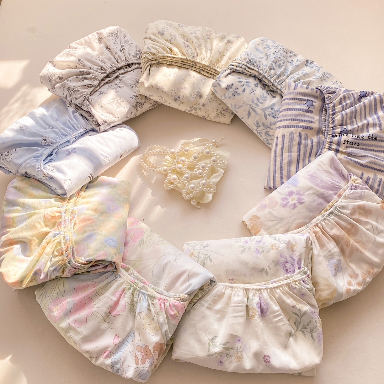 91家纺网 家纺一手货源 找家纺 花梦欣 2026新款全棉印花单品系列2花卉款-单床笠 组合