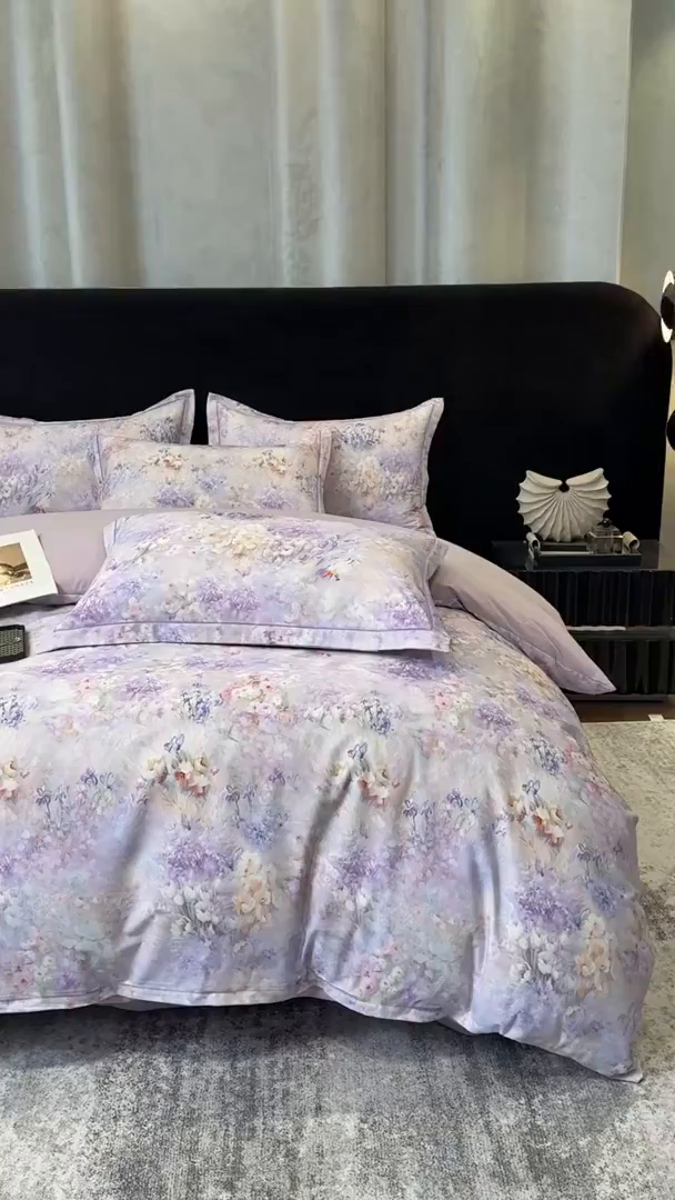 91家纺网 家纺一手货源 找家纺 （总）喜四方 2026新款100%全棉60支长绒棉数码印花四件套（控价不低于180）