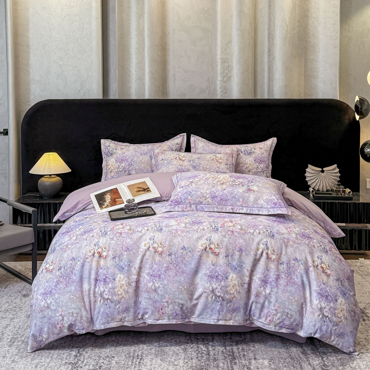 91家纺网 家纺一手货源 找家纺 （总）喜四方 2026新款100%全棉60支长绒棉数码印花四件套（控价不低于180）