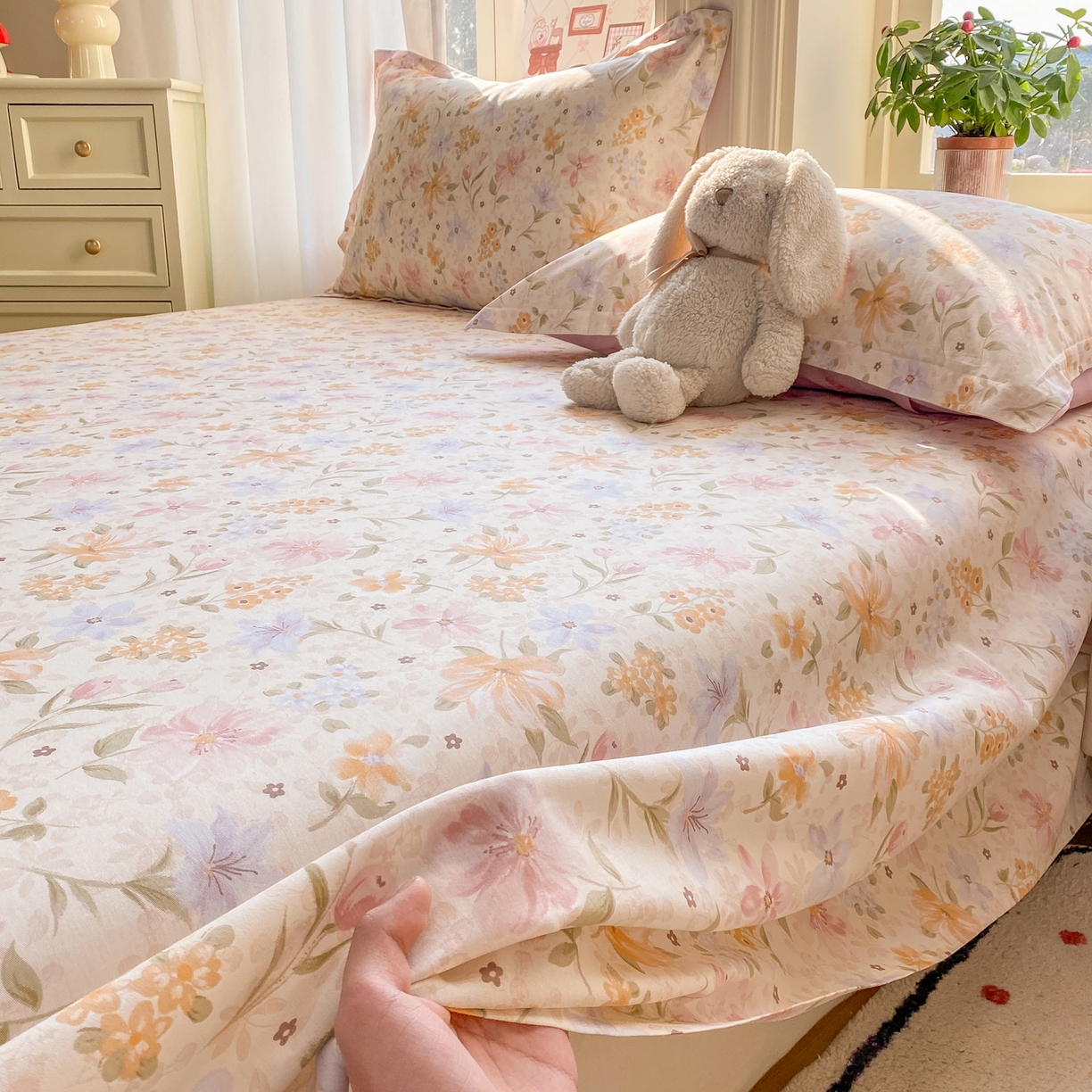 91家纺网 家纺一手货源 找家纺 （总）花梦欣 2026新款全棉印花单品系列2花卉款-单床单