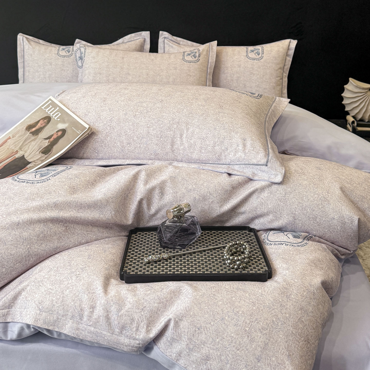 91家纺网 家纺一手货源 找家纺 喜四方 2026新款100%全棉60支长绒棉数码印花四件套（控价不低于180） 豆蔻年华-桔