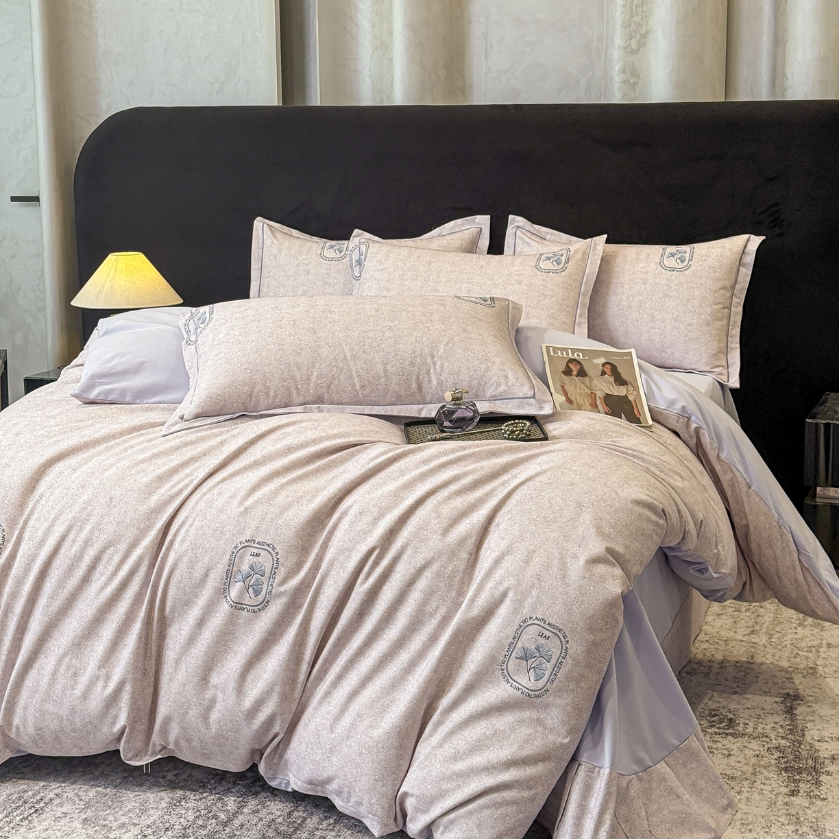 91家纺网 家纺一手货源 找家纺 喜四方 2026新款100%全棉60支长绒棉数码印花四件套（控价不低于180） 豆蔻年华-桔