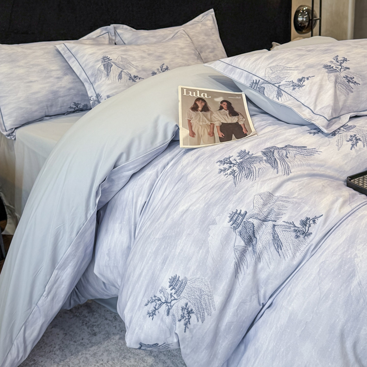 91家纺网 家纺一手货源 找家纺 喜四方 2026新款100%全棉60支长绒棉数码印花四件套（控价不低于180） 锦绣山河-兰