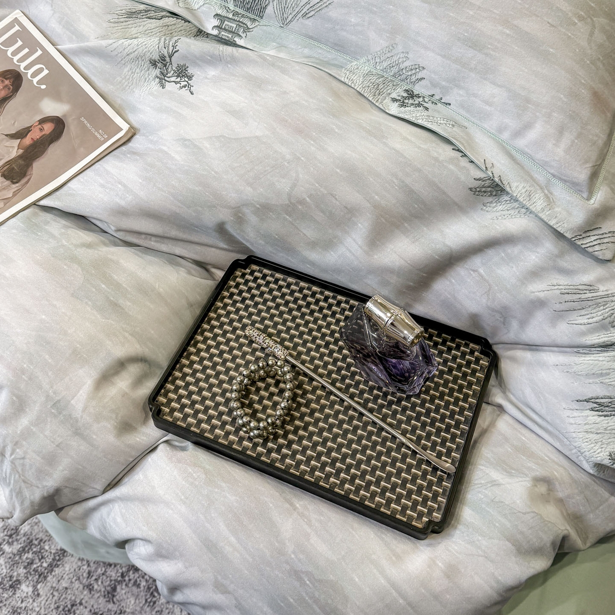 91家纺网 家纺一手货源 找家纺 喜四方 2026新款100%全棉60支长绒棉数码印花四件套（控价不低于180） 锦绣山河-绿