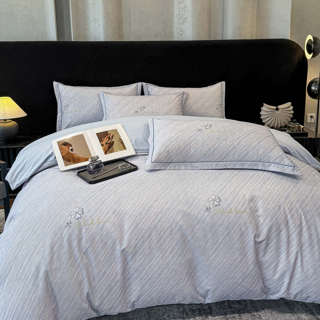 91家纺网 家纺一手货源 找家纺 喜四方 2026新款100%全棉60支长绒棉数码印花四件套（控价不低于180） 乐维空间-兰