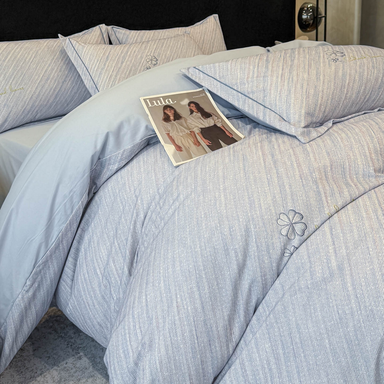 91家纺网 家纺一手货源 找家纺 喜四方 2026新款100%全棉60支长绒棉数码印花四件套（控价不低于180） 乐维空间-兰