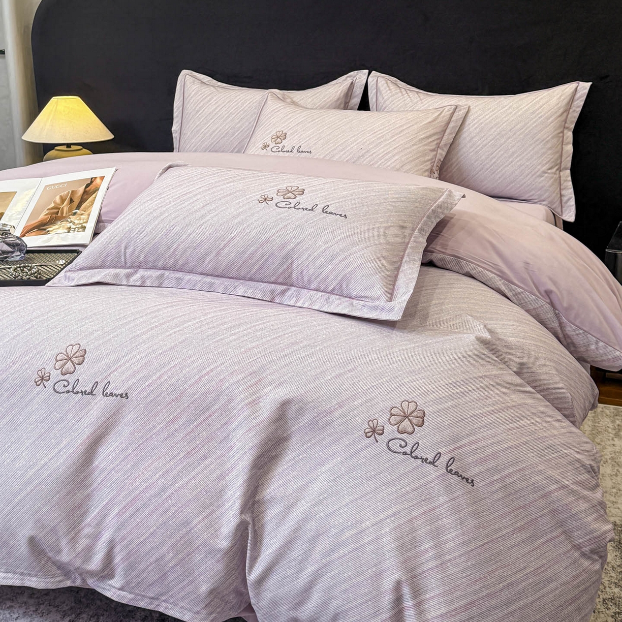 91家纺网 家纺一手货源 找家纺 喜四方 2026新款100%全棉60支长绒棉数码印花四件套（控价不低于180） 乐维空间-紫