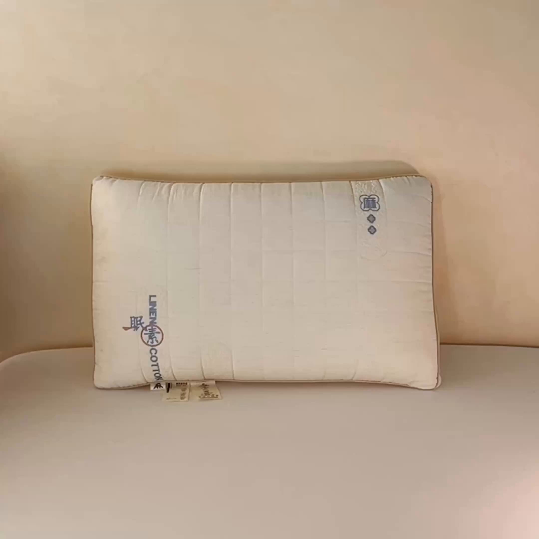 91家纺网 家纺一手货源 找家纺 仁宇枕业 2026新款新品眠素高弹舒适枕头枕芯 眠素高弹舒适枕-米色