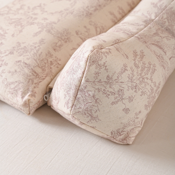 91家纺网 家纺一手货源 找家纺 仁宇枕业 2026新款新品棉麻古朴组合系列荞麦枕头枕芯 棉麻款组合系列荞麦枕-青花瓷红