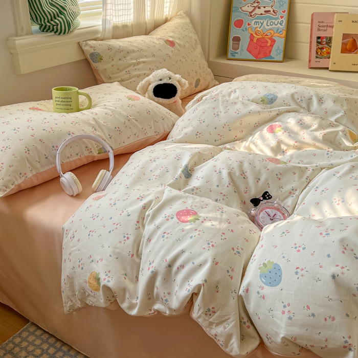 91家纺网 家纺一手货源 找家纺 （总）漫仙阁家纺 2026新款纯棉学生宿舍A版100%新疆棉B版古法水洗三件套全棉四件套