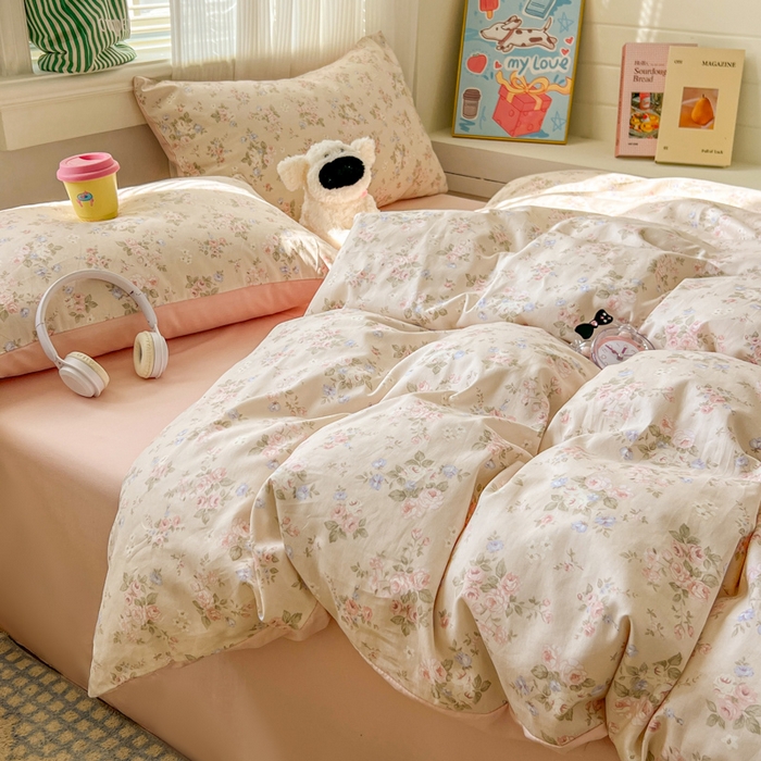 91家纺网 家纺一手货源 找家纺 （总）漫仙阁家纺 2026新款纯棉学生宿舍A版100%新疆棉B版古法水洗三件套全棉四件套