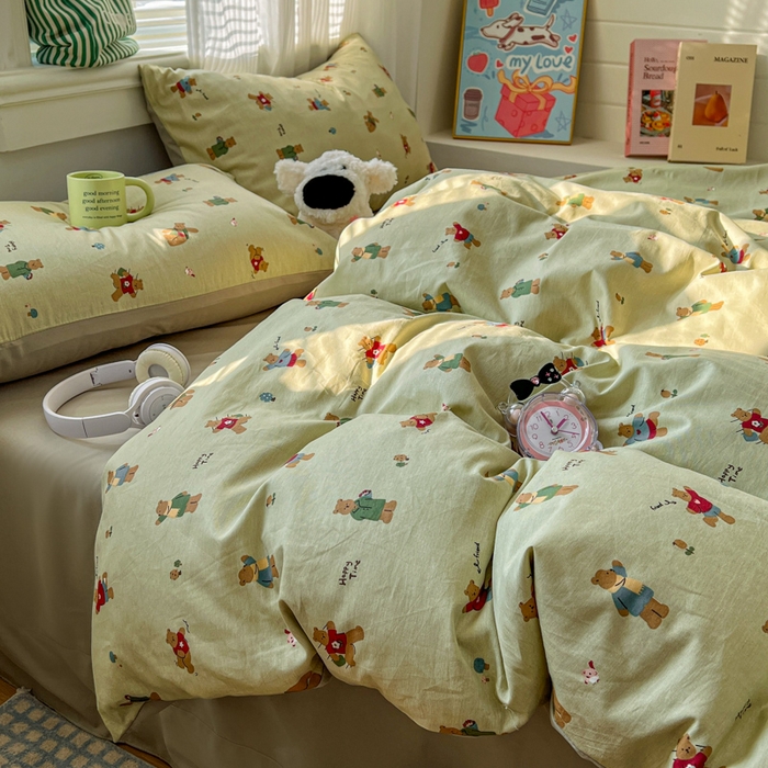 91家纺网 家纺一手货源 找家纺 （总）漫仙阁家纺 2026新款纯棉学生宿舍A版100%新疆棉B版古法水洗三件套全棉四件套