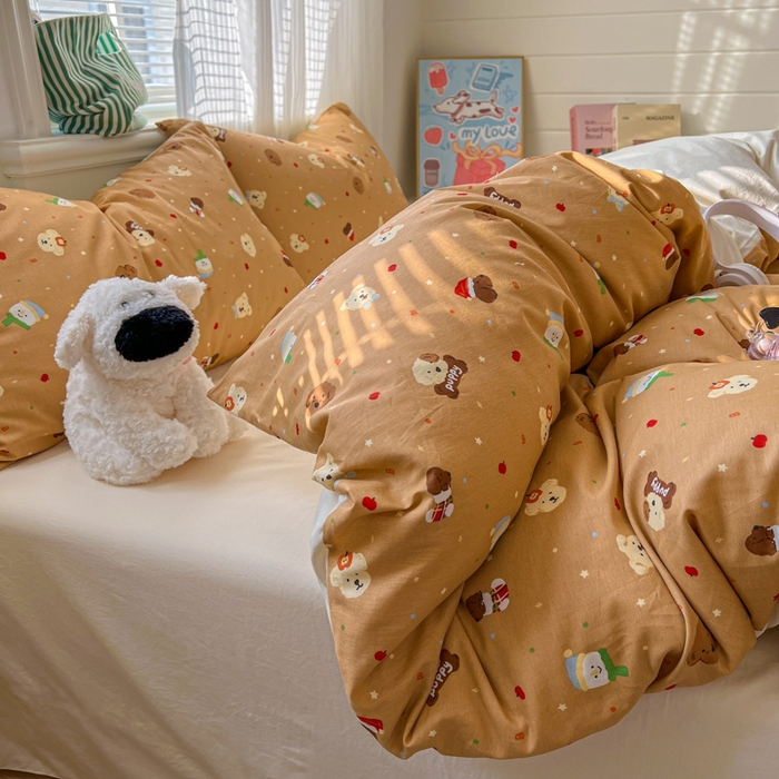 91家纺网 家纺一手货源 找家纺 （总）漫仙阁家纺 2026新款纯棉学生宿舍A版100%新疆棉B版古法水洗三件套全棉四件套