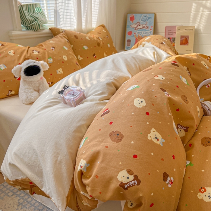 91家纺网 家纺一手货源 找家纺 （总）漫仙阁家纺 2026新款纯棉学生宿舍A版100%新疆棉B版古法水洗三件套全棉四件套