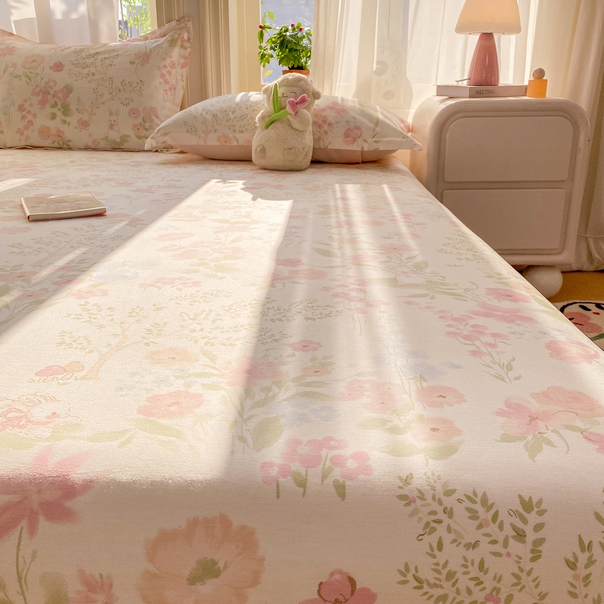 91家纺网 家纺一手货源 找家纺 花梦欣 2026新款全棉印花单品系列2花卉款-单床单 花仙兔兔