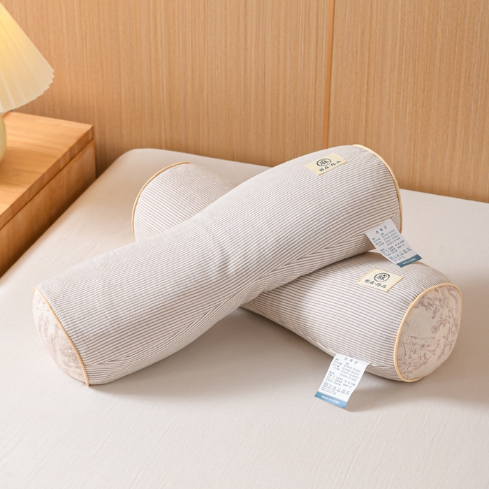 91家纺网 家纺一手货源 找家纺 （总）仁宇枕业 2026新款新品棉麻款条纹头枕颈枕系列荞麦枕头枕芯