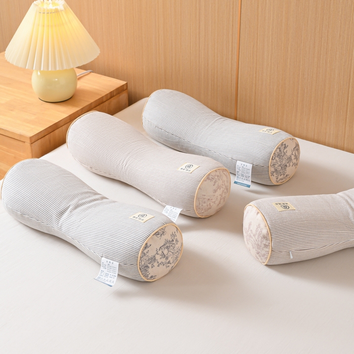 91家纺网 家纺一手货源 找家纺 （总）仁宇枕业 2026新款新品棉麻款条纹头枕颈枕系列荞麦枕头枕芯