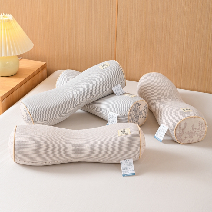 91家纺网 家纺一手货源 找家纺 仁宇枕业 2026新款新品棉麻款条纹头枕颈枕系列荞麦枕头枕芯 组合图