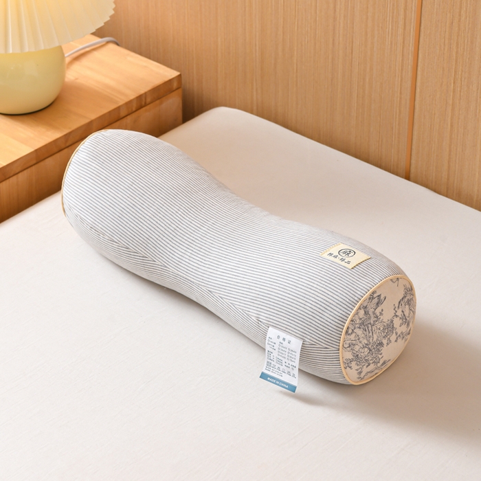 91家纺网 家纺一手货源 找家纺 仁宇枕业 2026新款新品棉麻款条纹头枕颈枕系列荞麦枕头枕芯 棉麻款条纹头枕颈枕系列荞麦枕-灰色条