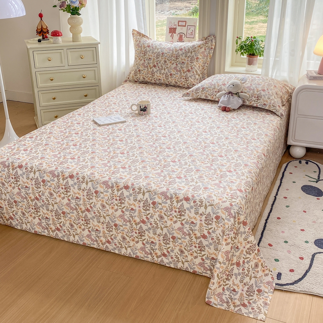 91家纺网 家纺一手货源 找家纺 花梦欣 2026新款全棉印花单品系列2花卉款-单床单 京都花园