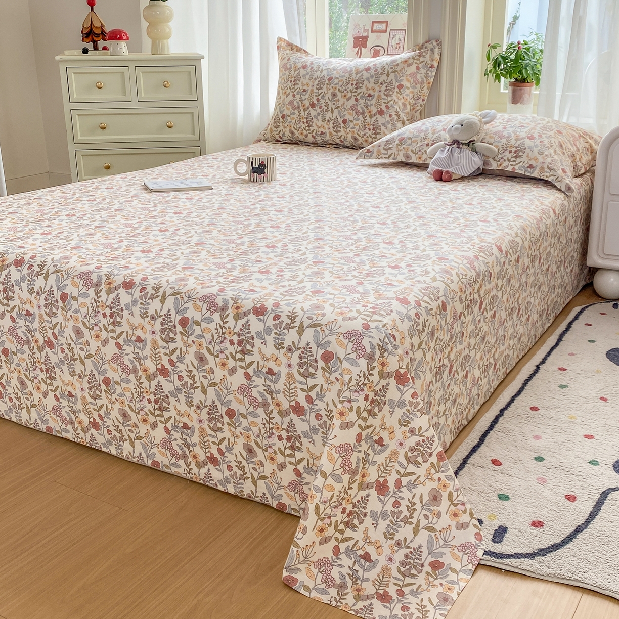 91家纺网 家纺一手货源 找家纺 花梦欣 2026新款全棉印花单品系列2花卉款-单床单 京都花园