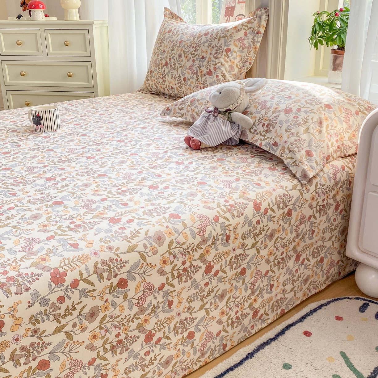 91家纺网 家纺一手货源 找家纺 花梦欣 2026新款全棉印花单品系列2花卉款-单床单 京都花园