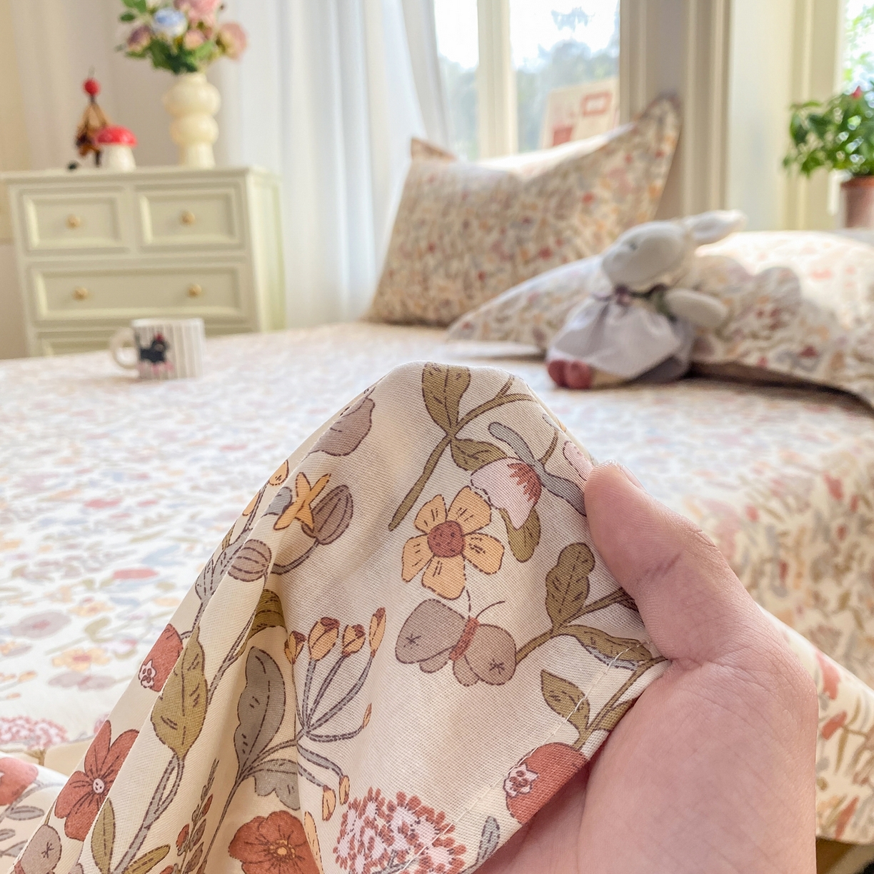 91家纺网 家纺一手货源 找家纺 花梦欣 2026新款全棉印花单品系列2花卉款-单床单 京都花园