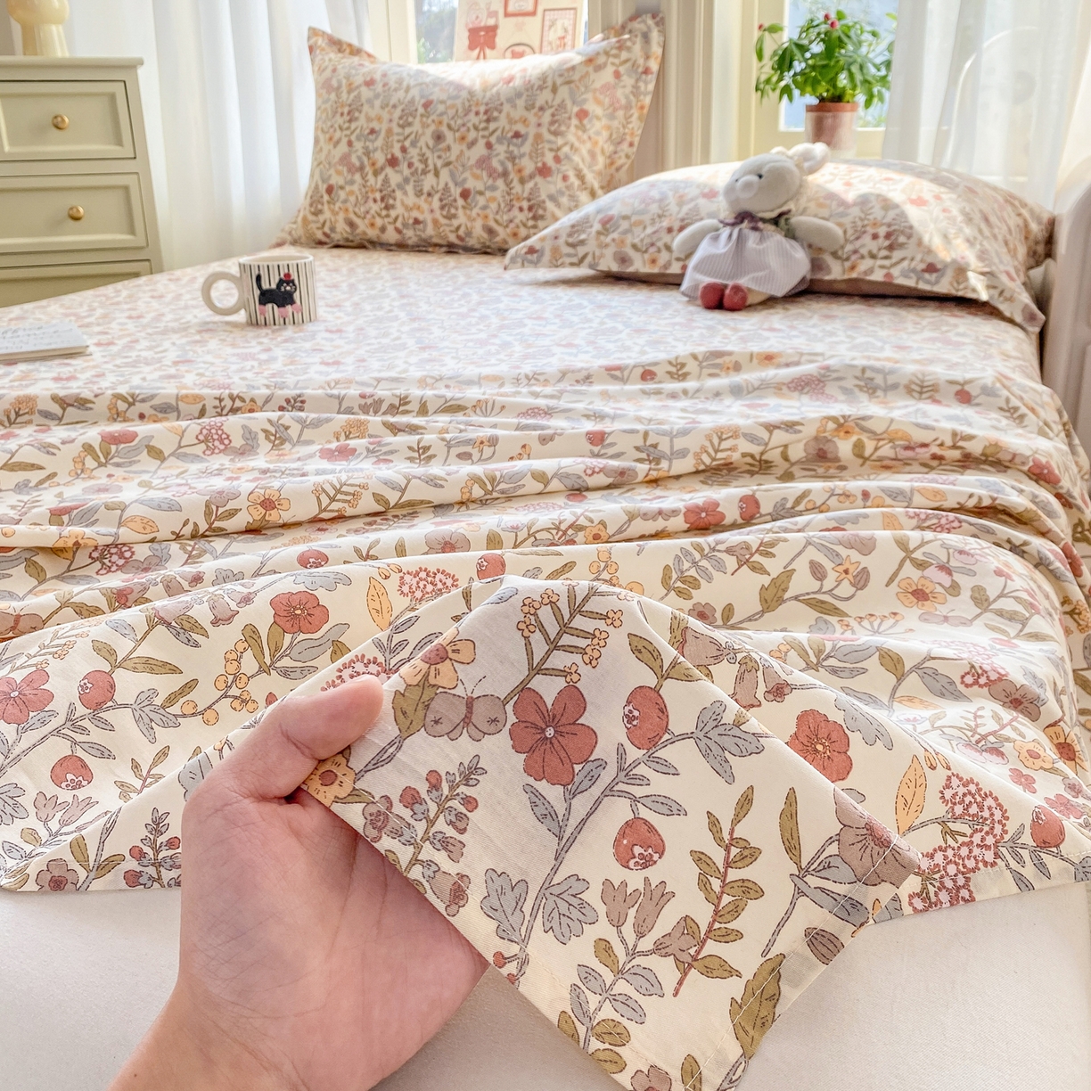 91家纺网 家纺一手货源 找家纺 花梦欣 2026新款全棉印花单品系列2花卉款-单床单 京都花园