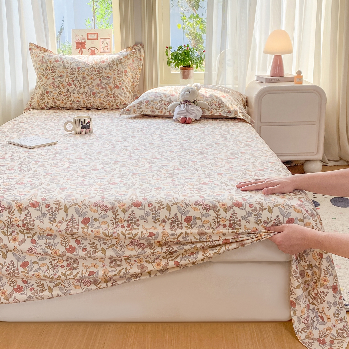 91家纺网 家纺一手货源 找家纺 花梦欣 2026新款全棉印花单品系列2花卉款-单床单 京都花园
