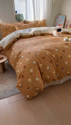 91家纺网 家纺一手货源 找家纺 （总）漫仙阁家纺 2026新款纯棉学生宿舍A版100%新疆棉B版古法水洗三件套全棉四件套