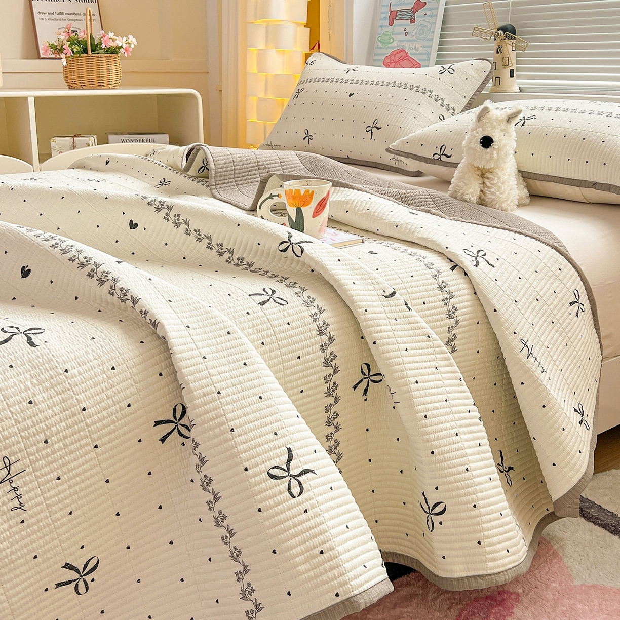 91家纺网 家纺一手货源 找家纺 （总）优选 2026新款木棉印花床盖三件套