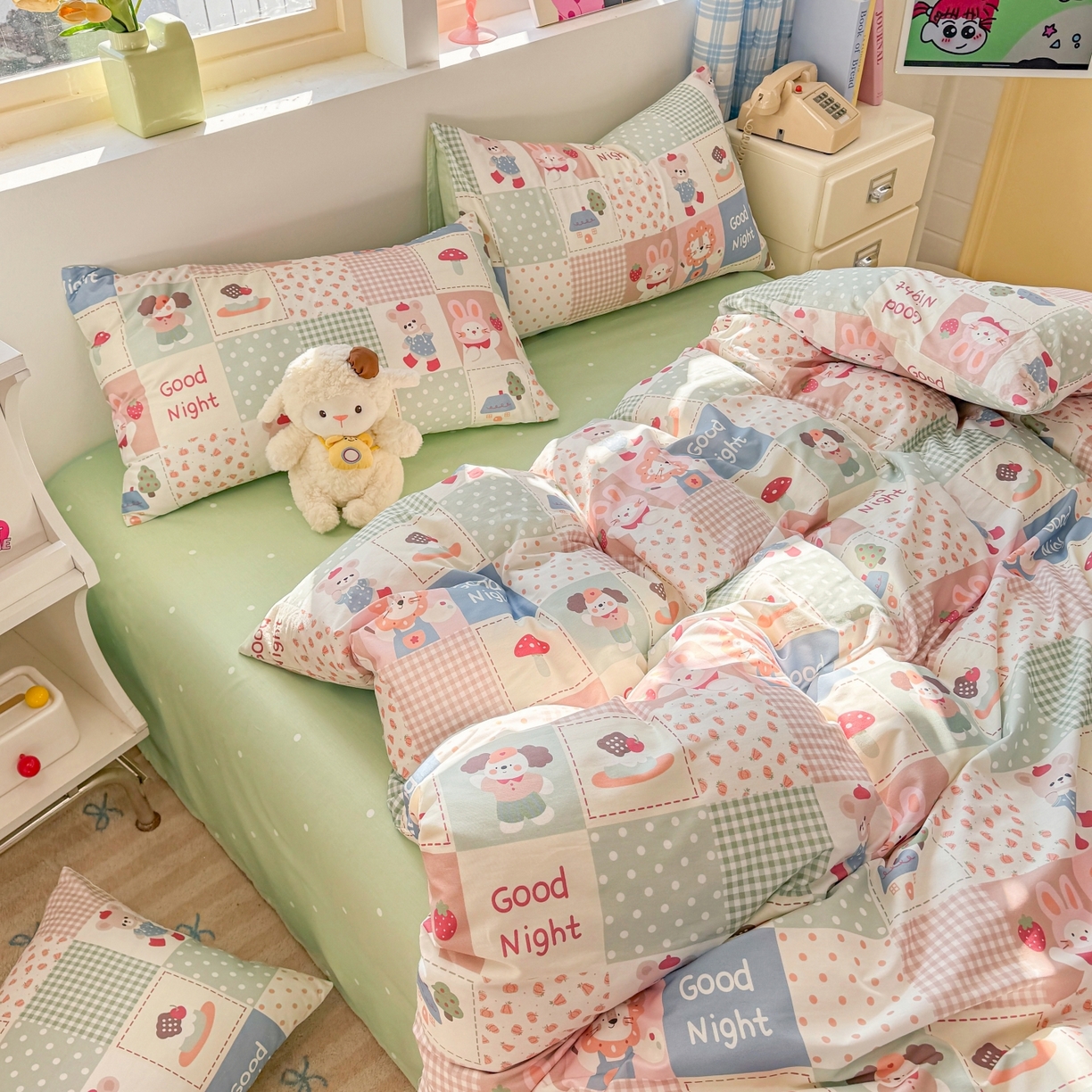 91家纺网 家纺一手货源 找家纺 （总）缦彩 2026新款全棉13372卡通枕套一对纯棉枕芯套