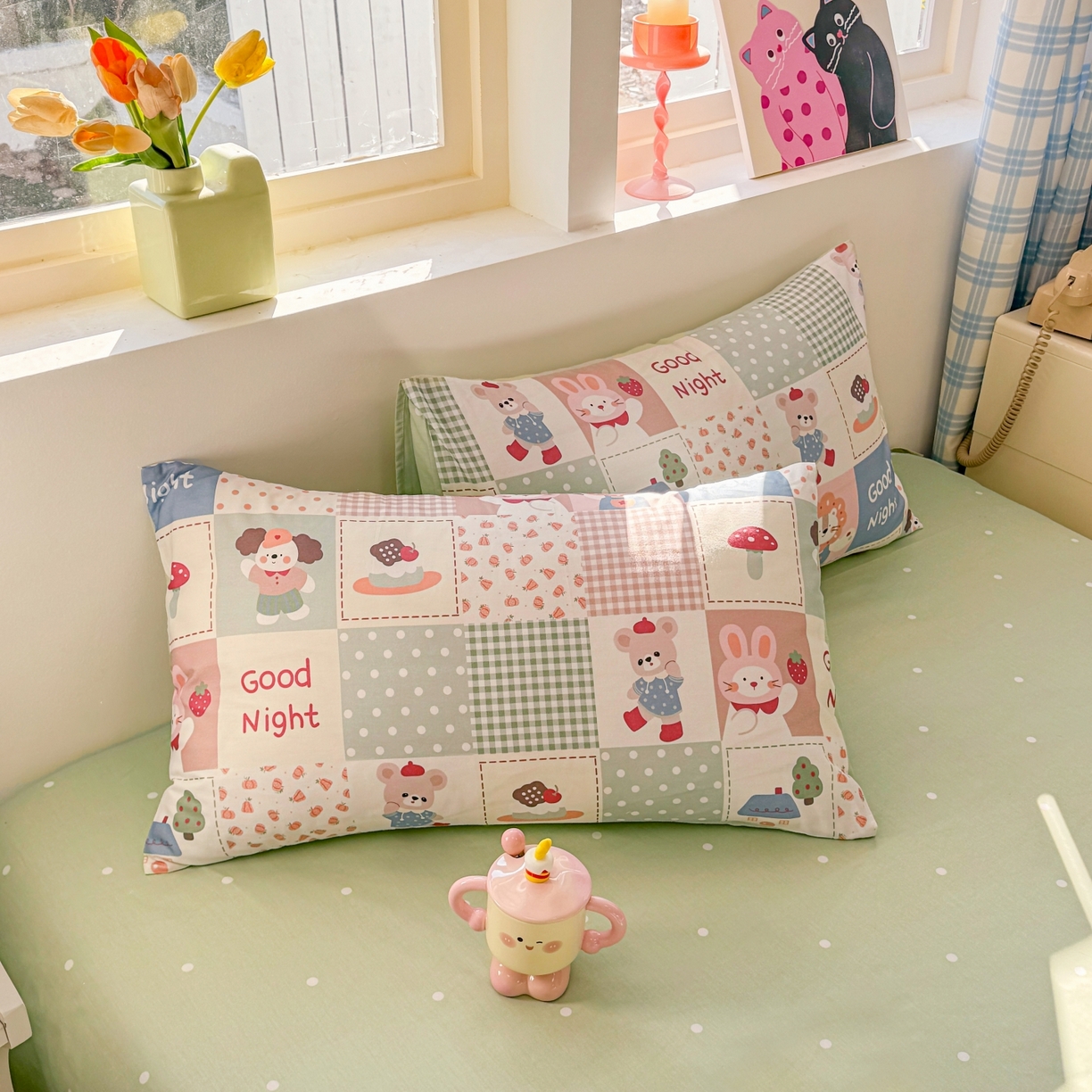 91家纺网 家纺一手货源 找家纺 （总）缦彩 2026新款全棉13372卡通枕套一对纯棉枕芯套