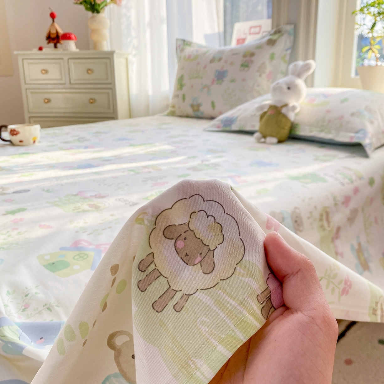 91家纺网 家纺一手货源 找家纺 花梦欣 2026新款全棉印花单品系列2花卉款-单床单 妙趣乐园